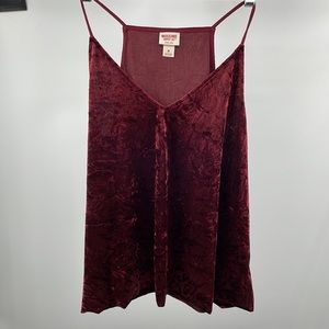 Mossimo Supply Co. Burgundy Crushed Velvet Cami Tank Top